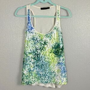 The Limited Size Medium Blue Green White Large Sequin Racerback Tank Top Summer